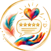 Illustration of a speech bubble with five stars